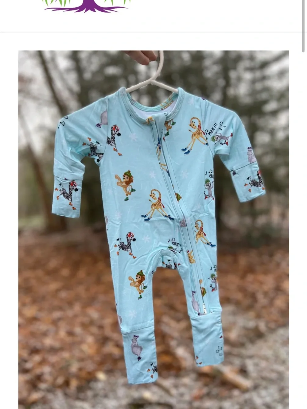 Meraki Hollow Move It Animals Dancing Print Bamboo Zippy Sleeper 3-6M